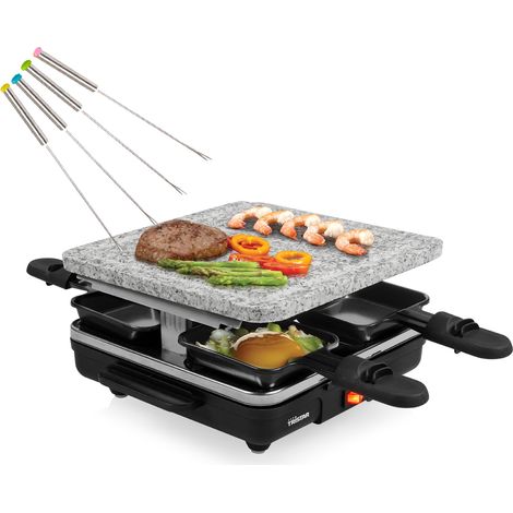RACLETTE für 4 Personen, kleiner Steingrill mit Teppan Gabeln, 600 Watt (1/5)