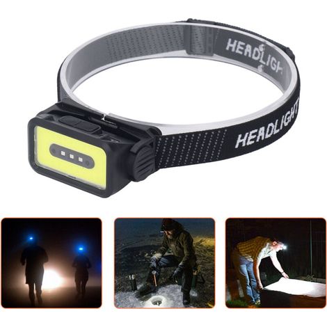 Wiederaufladbare USB-COB-Stirnlampe mit roter Lichtquelle. LED-Stirnlampe für Outdoor-Aktivitäten wie Wandern, Laufen und Camping.