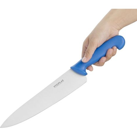 Couteau Professionnel de Cuisinier Bleu 255 mm - Hygiplas (1/3)