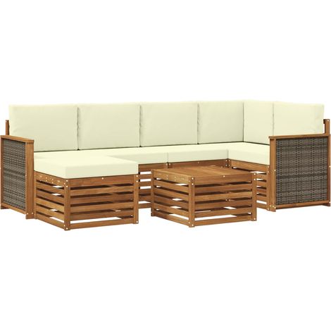 Sectional Sofa Set with Cushion 6 pcs Natural and Cream vidaXL (1/5)