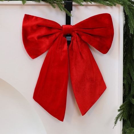 Bow - Velours - Décoration De Noël Pour Arbre Fenêtre Porte Intérieur Extérieur - 36 x 34 cm - 1 Pièce (1/5)