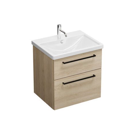Vasque en céramique Burg Eqio + meuble sous-vasque en chêne, décor cachemire/blanc alpin GR0234