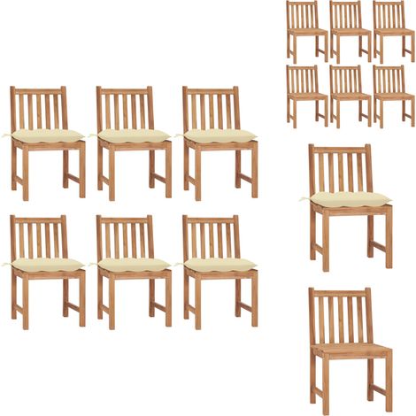 Chaises de jardin lot de 6 avec coussins Bois de teck massif - Chaise De Jardin - Mobilier De Jardin - Chaise En Bois - Chaises En Bois - Teck (1/5)