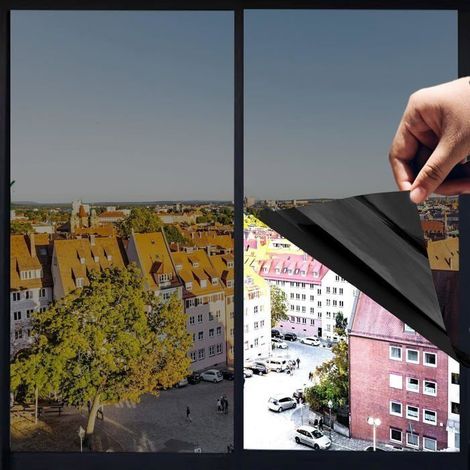 Film de fenêtre isolant thermique, film réfléchissant miroir de confidentialité unidirectionnel, PET, 45300cm,noir (1/4)