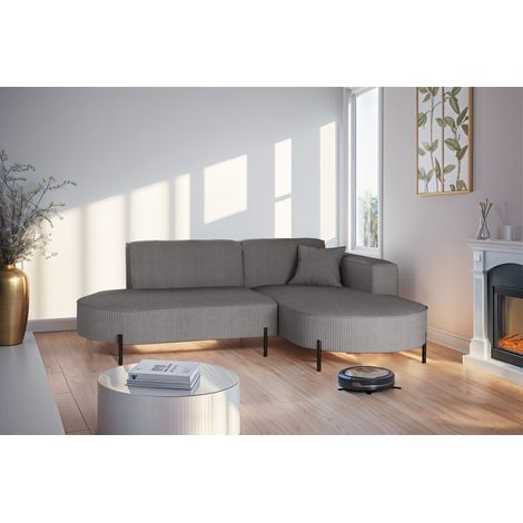 Ecksofa Designersofa VALENCIA XS in Stoff Scala Grau Ottomane Rechts (1/2)