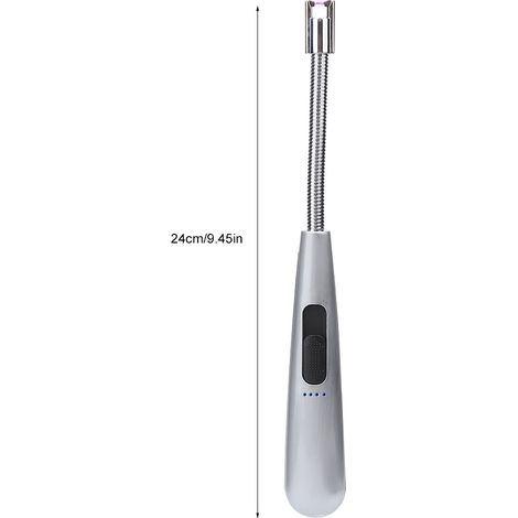 Briquet électrique à arc rotatif à 360°, sans flamme, à impulsion USB, résistant au vent, pour barbecue (argenté) (1/5)