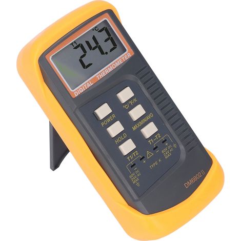 Thermomètre numérique à contact par thermocouple de type K à deux canaux DM6802II, plage de mesure : -58 °F à 2498 °F (1/5)