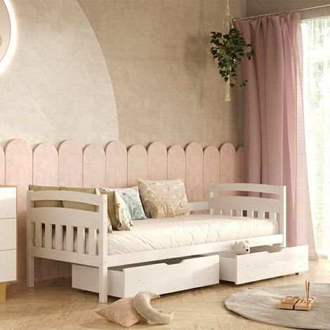 Cama 90x200 con somier y cajones incluidos Tosia Blanco (1/4)