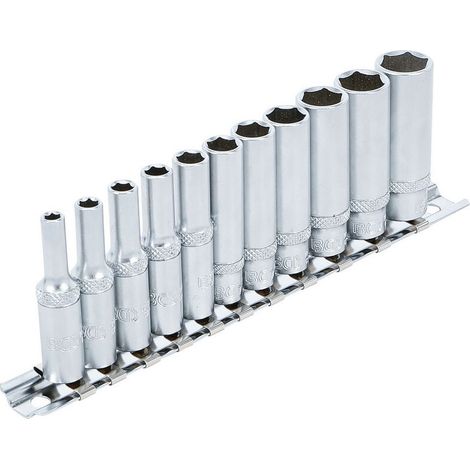 Jeu de 11 douilles extra longues 6 pans carre cliquet de 1/4 bgs - 4 a 13 mm (1/4)