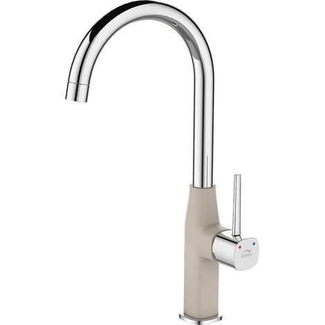 Rubinetto da cucina POLA, cromato, beige, U, bocca girevole, testa in ceramica (1/5)
