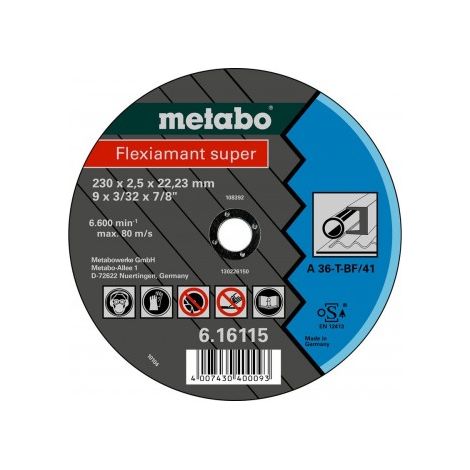 Metabo 616101000 Disco de tronzar embutido amoladora angular Flexiamant Super A36-T para metal 125x2x22,23 mm (Envase 25 Ud)