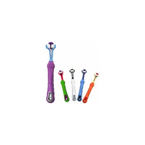 Lot de 5 brosses à dents pour chiens, brosse pour animaux avec trois têtes pour un nettoyage multi-angles des dents des chats et des chiens (1/5)