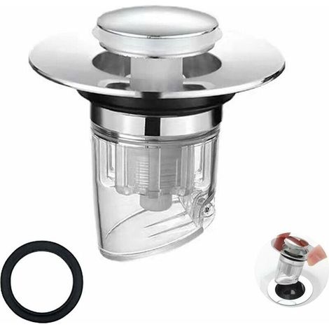 Bouchon Lavabo Salle de Bain, Clapet Bonde Lavabo, Pop Up Filtre Vidange Baignoire Universel Sink Drain Plug With Anti Clogging Anti Odeur et Anti Insectes Strainer. (1/5)