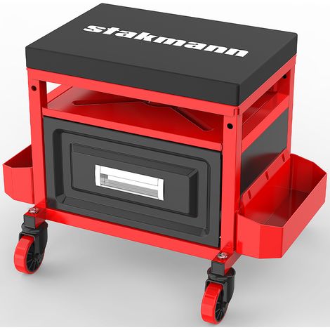Sgabello da Officina con Cassetto Porta Attrezzi Utensili con Ruote
