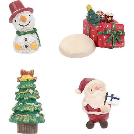 Lot de 4 petites figurines décoratives de Noël en résine, à thème Noël-5X4X3CM-Random Color (1/2)