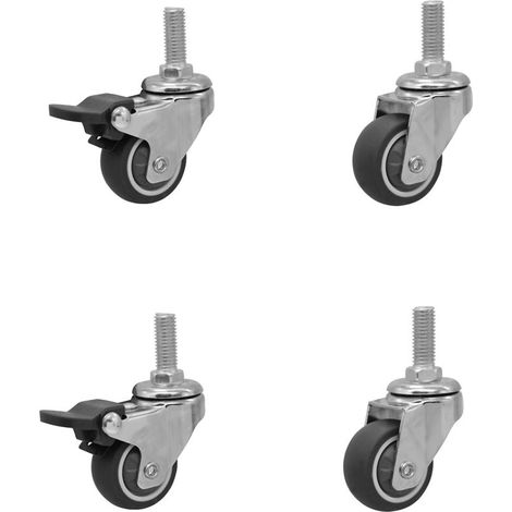 Set di 4 ruote piroettanti con bullone, diametro 50 mm, acciaio e plastica, grigio plastica (1/3)