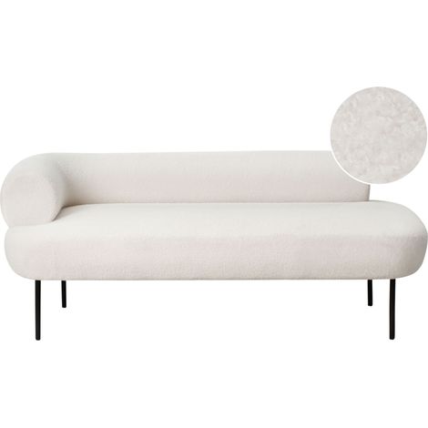 Chaise longue con tapizado de poliéster y patas metálicas izquierdo blanco crema Mirmande