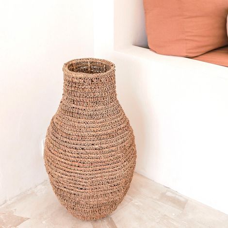 Vase Tressé Bohème en Fibre de Bananier et Raphia pour Décoration Intérieure - PANGIVO (1/5)