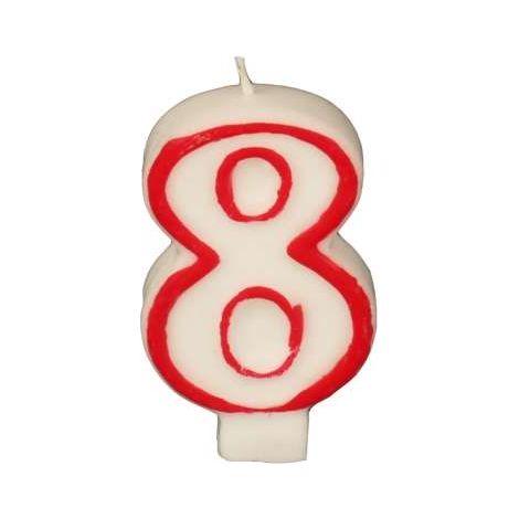 Candele per compleanno 7,3 cm bianco "8"
