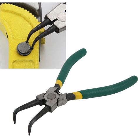 Pinces à Circlips Courbées pour l'Intérieur, Manche à Ressort, Outil à Main en Acier pour Anneau Élastique (1/5)