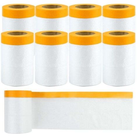 Film De Masquage Avec Ruban, 8 Rouleaux 55cm X 20m Film De Masquage, Bache De Protection Peinture Transparente, Masker Avec Ruban De Masquage Pour Masquer Et Recouvrir Durant Travaux De Peinture (1/4)