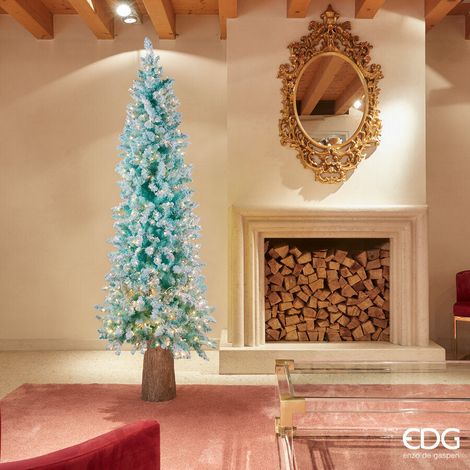 EDG Enzo De Gasperi Albero di Natale Pino Candy Innevato con 480 Led H 210 Cm D 78 Cm Tiffany