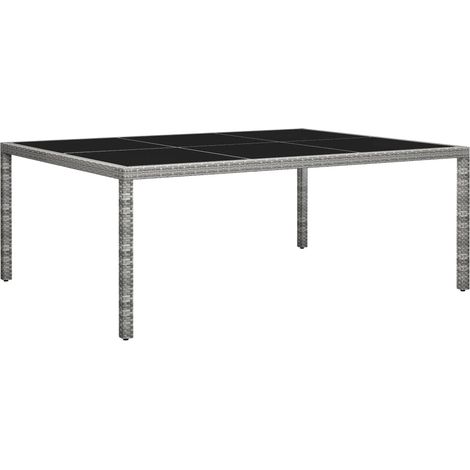 Garten-Esstisch Grau 200x150x74 cm Poly Rattan
