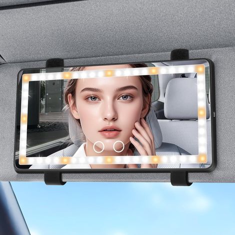 Miroir courtoisie rechargeable avec 3 modes éclairage LED, tactile HD, universel SUV (1/5)
