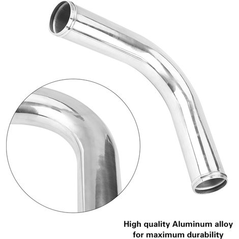 Tube en aluminium à angle droit pour refroidisseur d'intercooler de turbocompresseur automobile, longueur universelle 500 mm, comprend 2 manchons en caoutchouc et 4 colliers de serrage (diamètre extér (1/5)