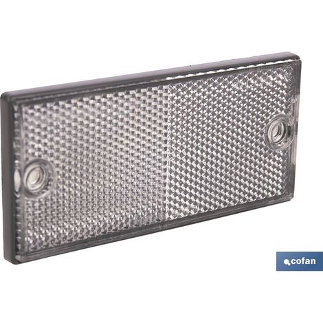 Catadioptrique rectangulaire blanc 106 x 50 mm avec adhésif pour une installation facile (1/4)
