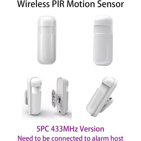 Détecteur de mouvement infrarouge PIR 433 MHz, adapté aux systèmes d'alarme et de sécurité domestiques. (1/5)