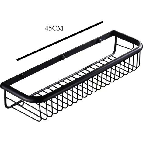 (Noir 45 cm) Panier de rangement mural à un niveau en cuivre doré rose pour savon/éponge / Accessoire de salle de bain (1/5)