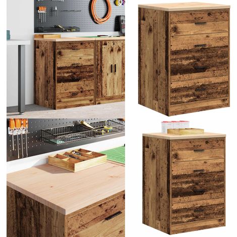 vidaXL Armoire de rangement de garage vieux bois 60x51x85 cm bois pin (1/5)