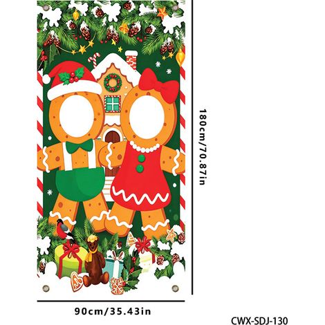 Décoration de porte décorative de Noël, motif Père Noël, sticker de porte festif, drapeau décoratif intérieur et extérieur - 90 x 180 cm (vinyle) - Style 1