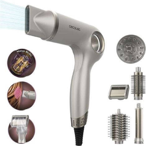 Cecotec Sèche-cheveux ionique avec 6 accessoires DryGlam Waves 6in1 Sensor. 1 400 W, 110 000 tr/min (1/5)