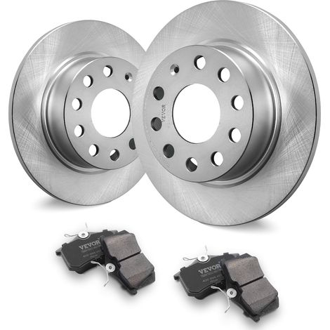 VEVOR Kit de freno trasero  compatible con Audi A3 (8P), VW Golf 5 6, Seat LEON, SKODA OCTAVIA, ALTEA, kit de reemplazo de pastillas de freno de cerámica, rotores traseros de 253 mm