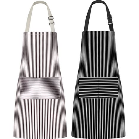 Tablier pour homme et femme, tablier de cuisine réglable avec 2 poches, coton/polycoton/polyester, 26.80 × 33.10 inch (1/5)