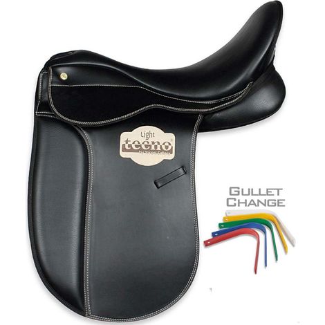 Sella da dressage Barbarano in similpelle con archetto intercambiabile e arcione in fiberglass: 17'' = 43 cm, Nero