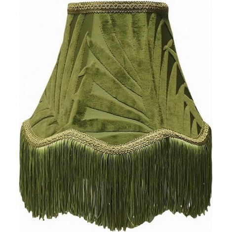 Abat-jour à franges style vintage conique abat-jour rétro en forme de tonneau pour salon - 13 x 25 x 19 cm velours vert (1/5)