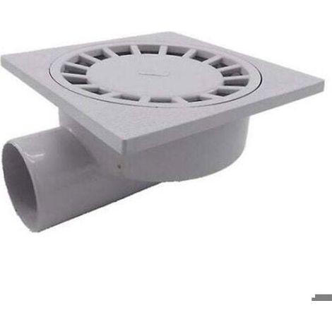 Sjqka – Siphon de sol 200mm x 200mm – Sortie horizontale 75mm – Plastique PVC blanc – Drainage efficace pour douches et pièces
