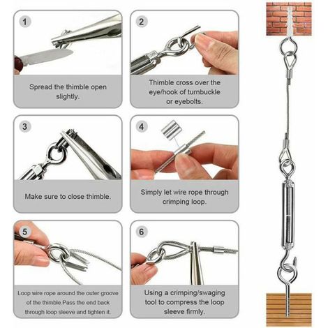Kit Suspension Acier Inoxydable - 30 M - Diamètre 2 Mm - Revêtement Pvc - Tendeurs Crochets Anneaux Inclus (1/5)