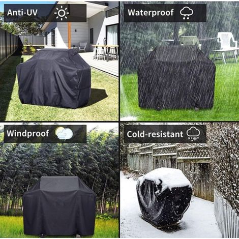 Wetterfeste Grillabdeckung aus Oxford-Gewebe, Gasgrillabdeckung, wasserdicht, winddicht, UV-beständig, reißfest, 145 x 61 x 117 cm (1/5)