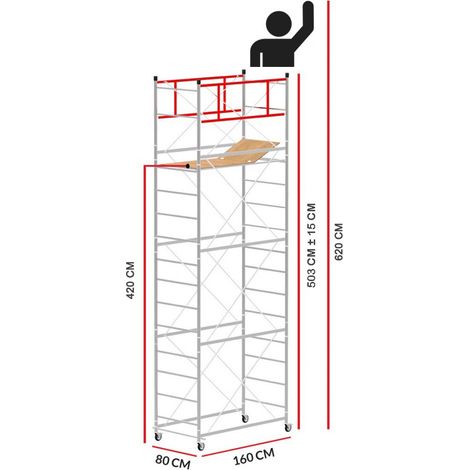 Echafaudage M4 LUX (Hauteur de travail 6,20 m)