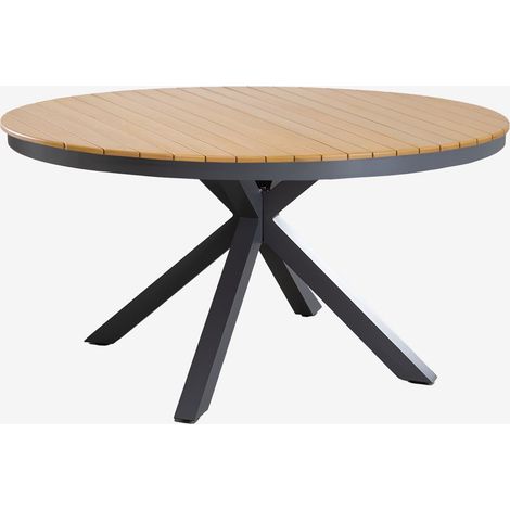 Mesa de jardín redonda en aluminio y madera de eucalipto Archer SKLUM