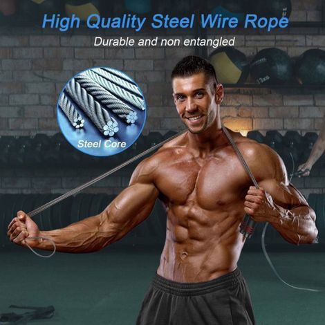 Corde à Sauter, Speed Jump Rope Réglable pour Hommes & Femmes, Roulements à Billes en Acier, Poignées Antidérapantes en Mousse (1/5)