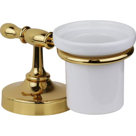 Porta bicchiere d'appoggio in colore oro e ceramica bianca Capannoli Serie900 913 CBRR Oro