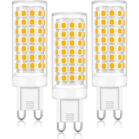 Tres bombillas LED G9 de 6W, 88 perlas LED, 778 lúmenes, ángulo de haz de 360°, AC220-240V, luz blanca cálida de 3000K. (1/4)
