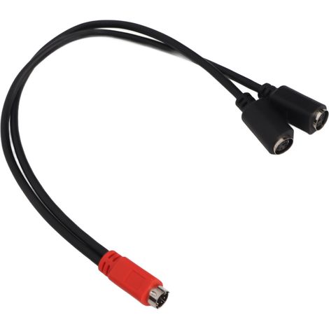 Câble répartiteur en Y MINI DIN 6 broches mâle vers 2 MINI DIN 6 broches femelle (connecteurs rouge et noir), 30 cm (1 pied). (1/4)