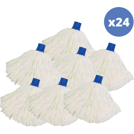 Juego de 24 flecos de fregona de microfibra de repuesto 150gr punta hexagonal Blanco MSV