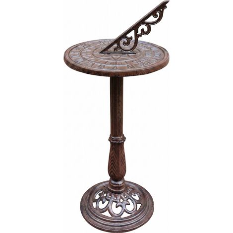 Relaxdays Sundial, Garden & Balcony, Cast Iron, Antique, Roman Numerals, Weatherproof, Garden Decoration, Brown